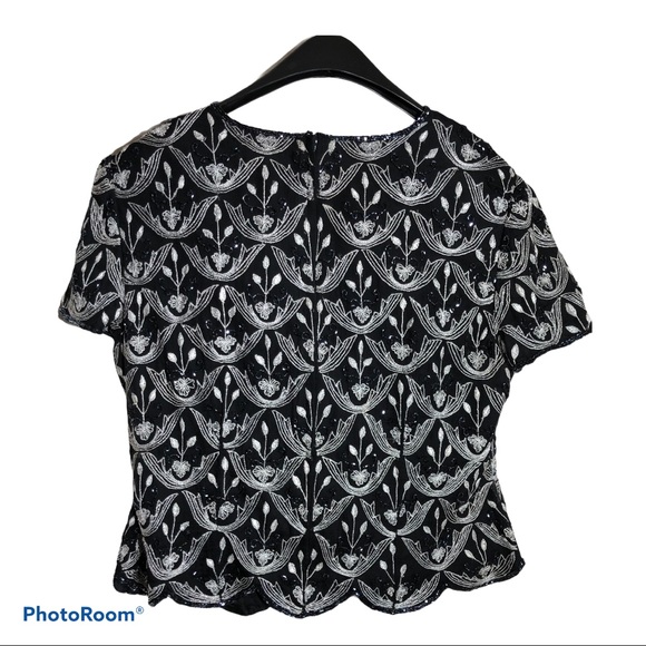 1980’s Vintage Beaded Silk Top Large - Picture 4 of 5